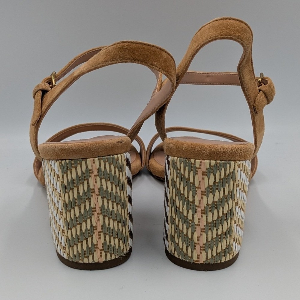 Cole Haan Grand 360 Tan Suede Woven Block Heel Ankle Strap Sandals 7B Resortwear - Picture 5 of 9